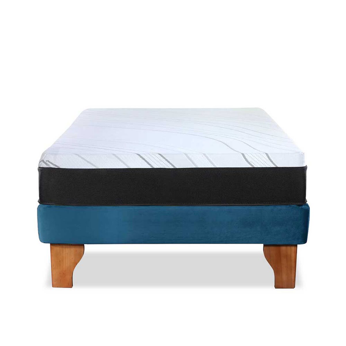 Cama Europea Latam Home 1,5 Plazas Zen Pro Azul Petroleo