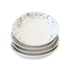 Set Platos Hondo Doral Flor 4 Piezas Gris
