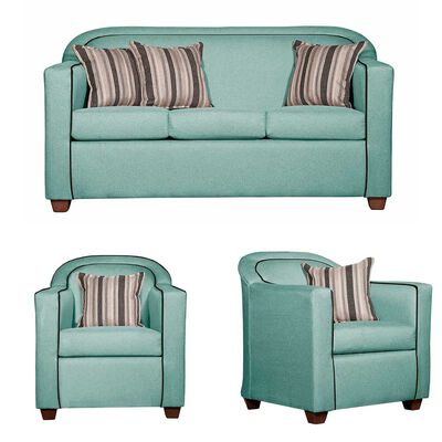 Imagen 1 del producto Juego de Living Ruzam Mobel Zafiro Sofá 3 Cuerpos + Dos Sillones 1 Cuerpo Lino Agua