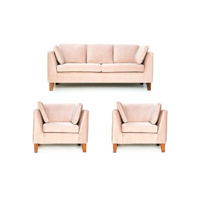 Juego de Living Barra Design Estocolmo Sofá 3 Cuerpos + Dos Sillones 1 Cuerpo Beige