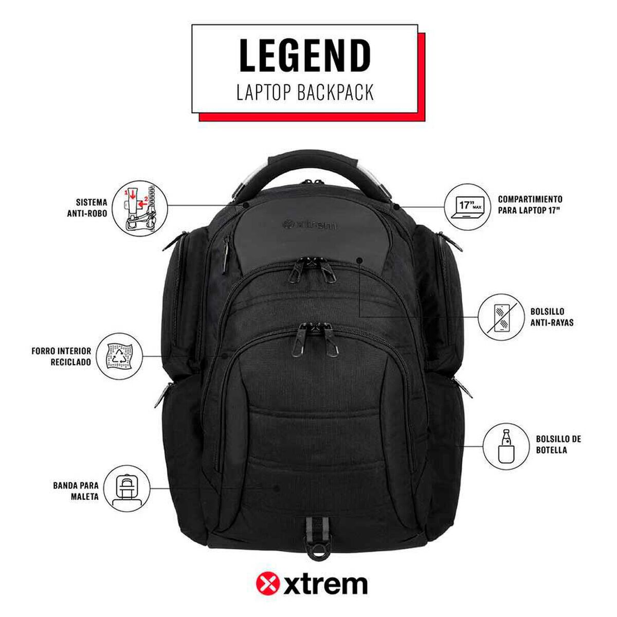 Mochila Notebook Xtrem Legend 5XT Negro 17"