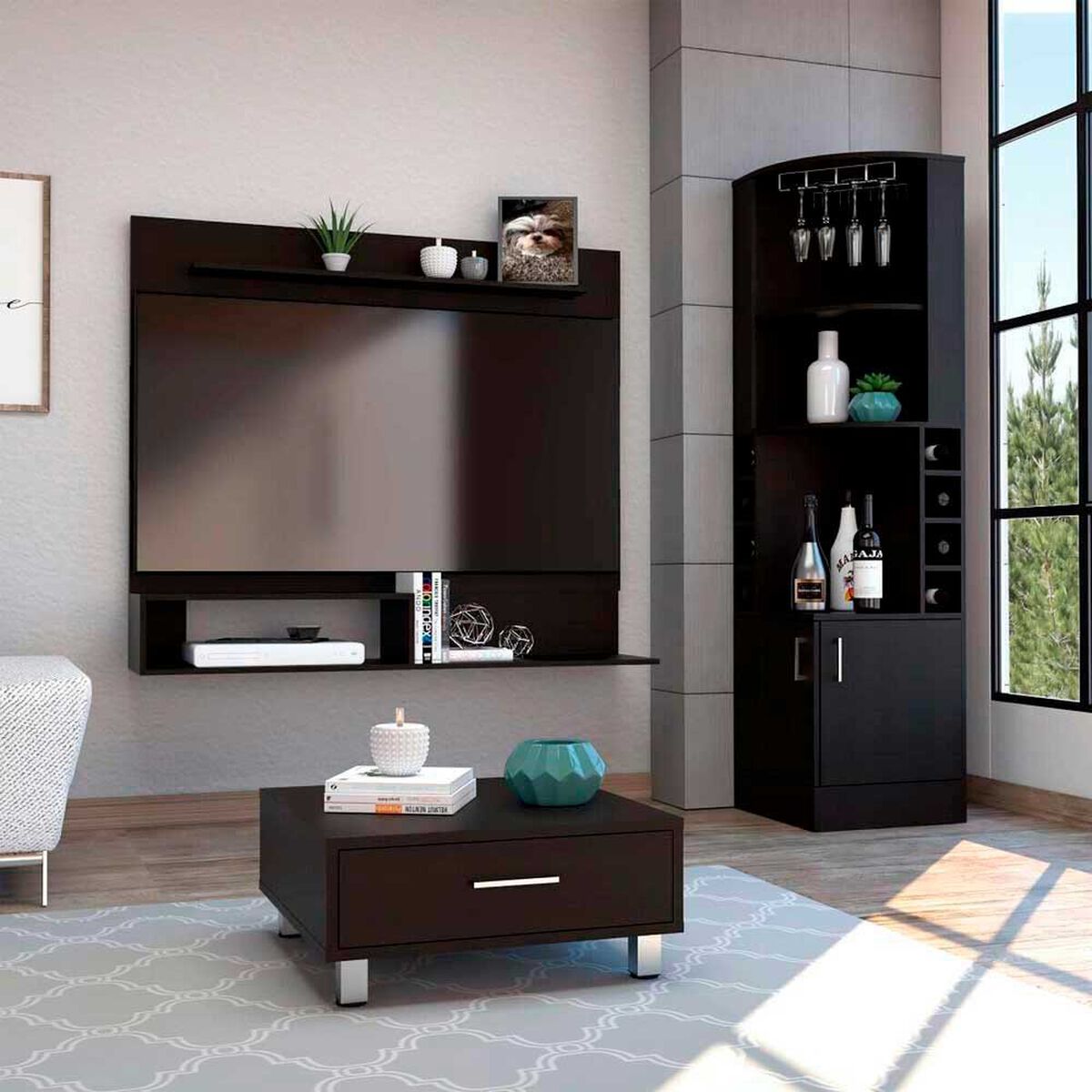 Combo Bar Esquinero + Panel TV55 + Mesa de Centro TuHome Beijing Co&ntilde;ac