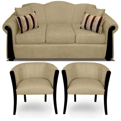 Imagen 1 del producto Juego de Living Elegant Michigan + Sitiales Tela 5 Cuerpos Beige