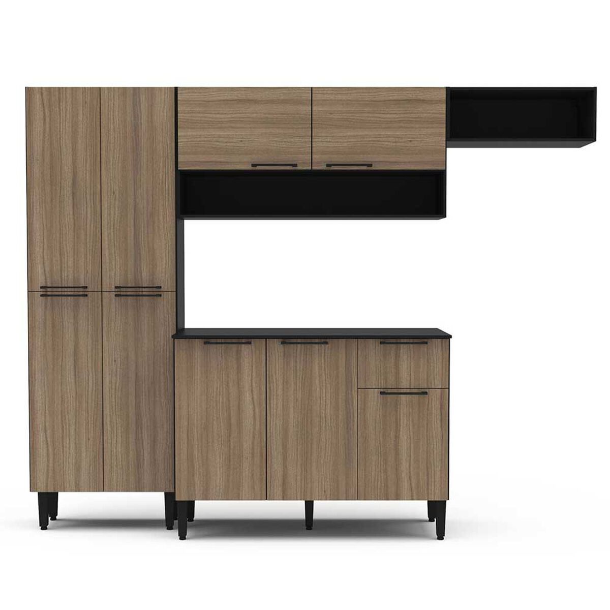 Mueble de Cocina Vekkahome Madri 1 Cajón 9 Puertas Café
