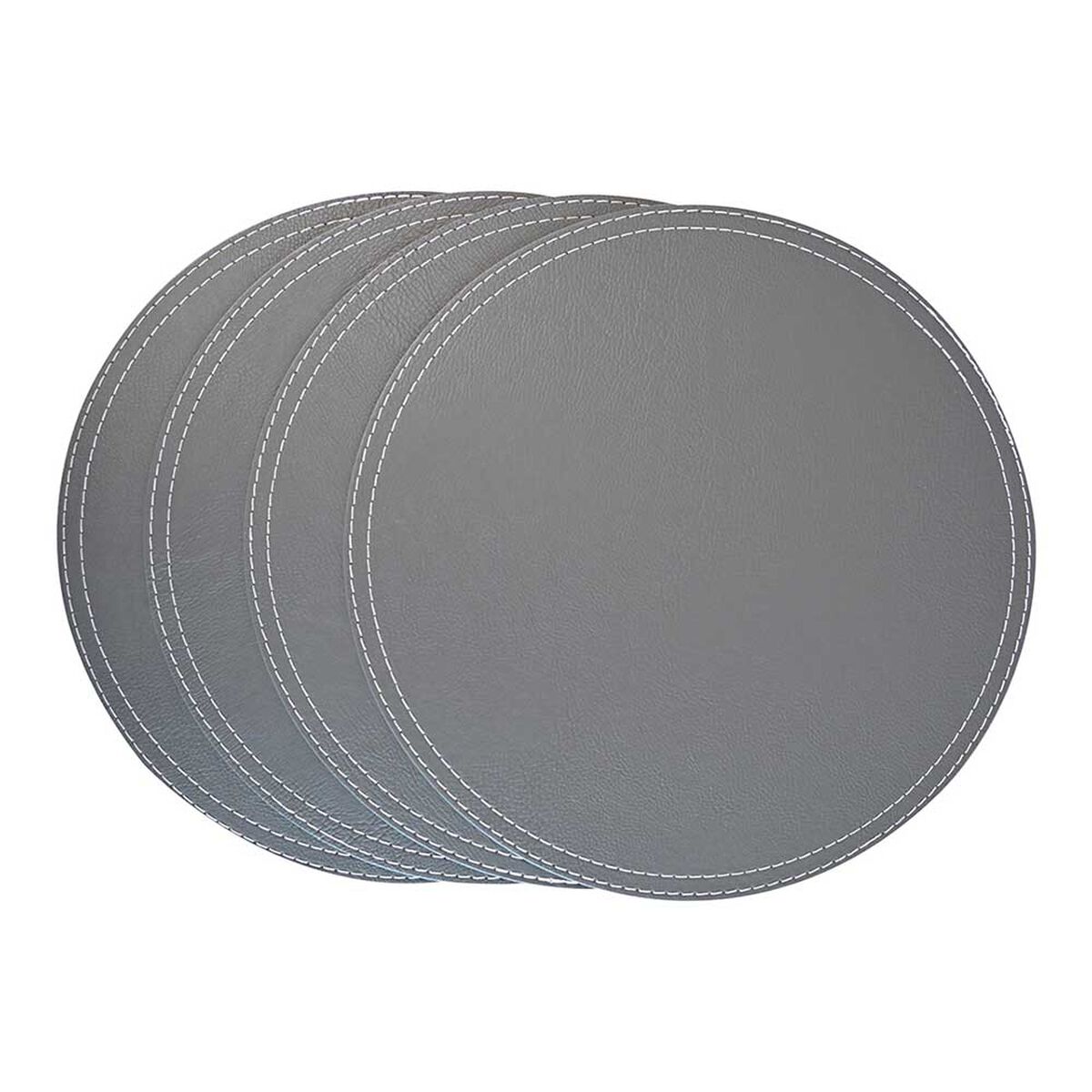Set 4 Individuales Doral Eco Cuero Redondo 38 cm Gris