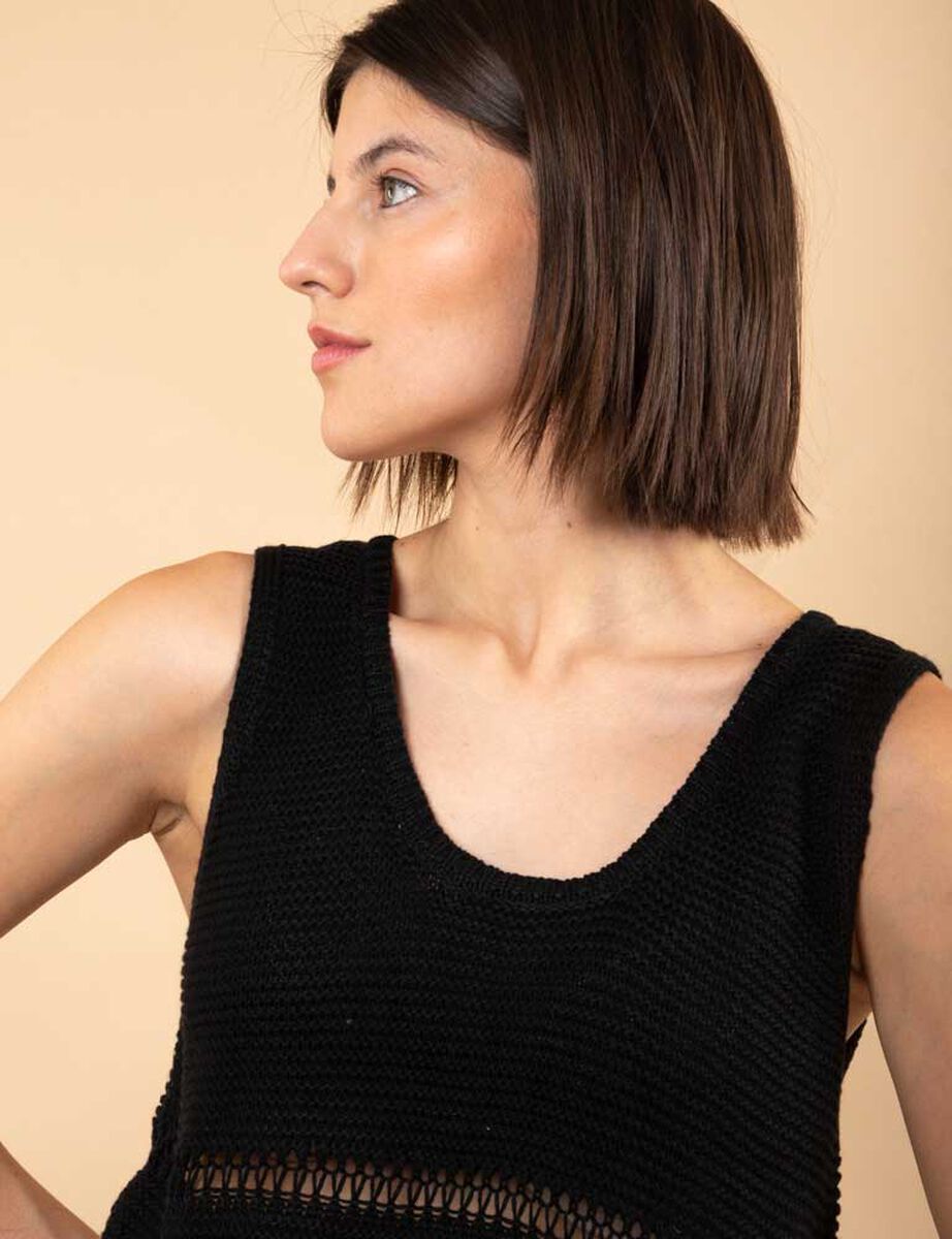 Sweater Crochet Sin Mangas Mujer Zibel