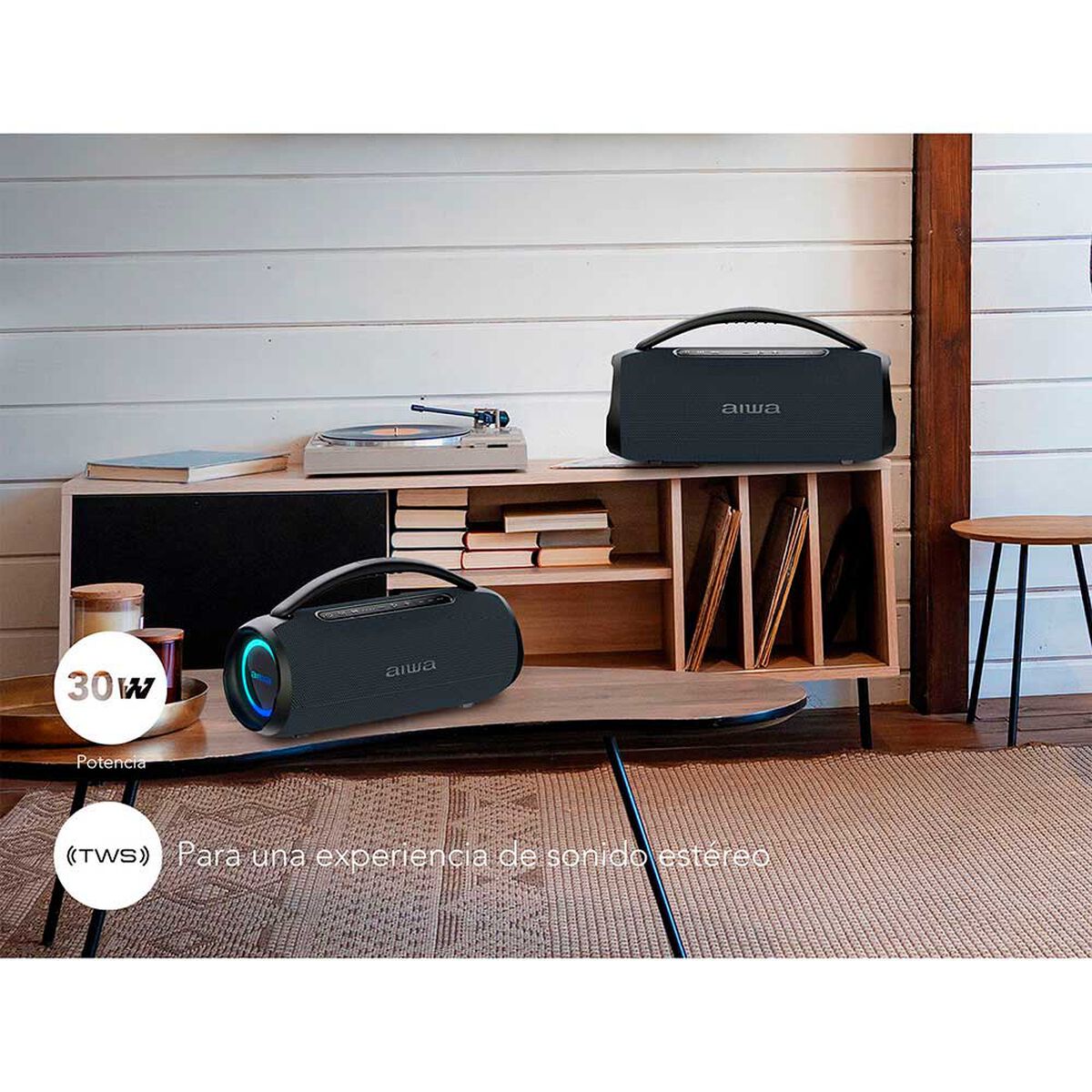 Parlante Port&aacute;til Aiwa AW-Q680 30W Bluetooth Negro