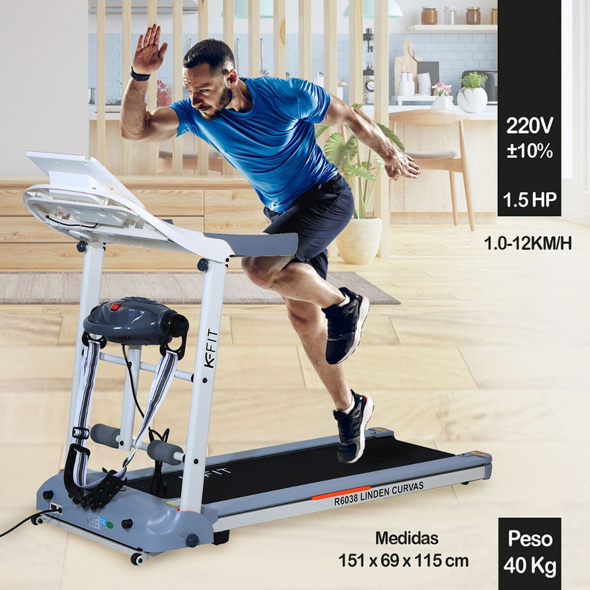 Trotadora Eléctrica Plegable Linden 1,5HP K-FIT