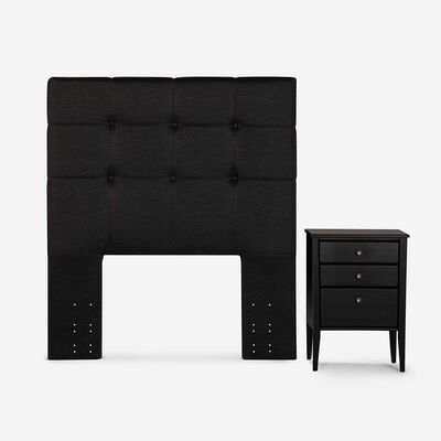 Imagen 2 del producto Cama Europea Rosen 1 Plaza Indie + Respaldo + Velador Issey Grafito