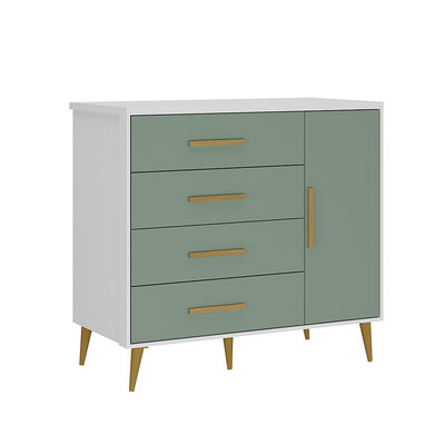 CÓMODA DI PORETTI DESIGN KIDS 4 CAJONES 1 PUERTA VERDE PASTEL