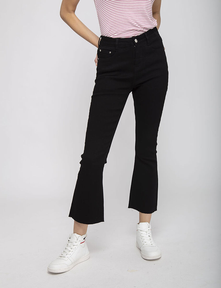 Jeans Indigo Cropped Flare Mujer