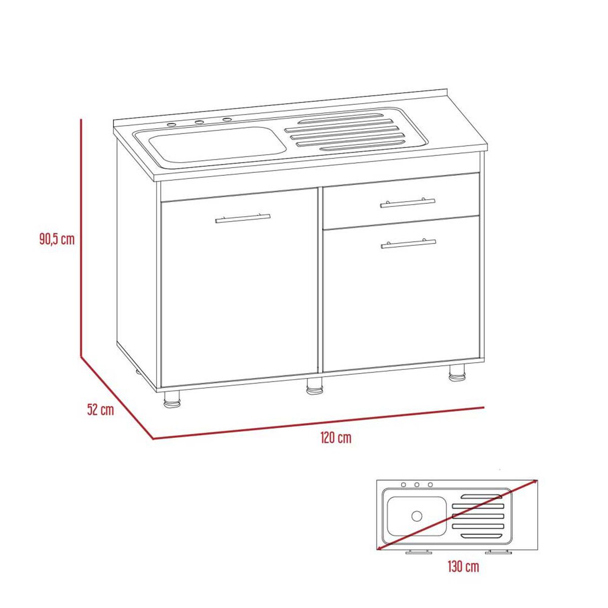 Mueble de Cocina Lavaplatos TuHome Orion 2 Puertas 1 Cajón Duna Blanco
