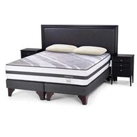 Cama Europea Rosen King Base Dividida Driven + Set Maderas Nolita + Almohadas