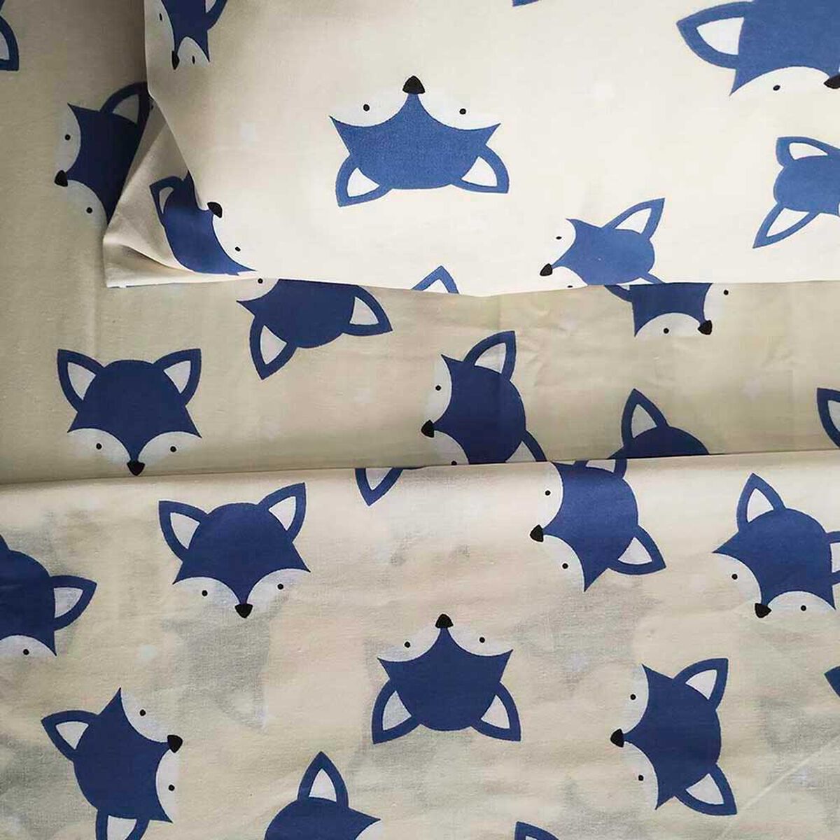 Juego de S&aacute;banas Infantil Illusions 144 Hilos 1 Plaza Fox Beige