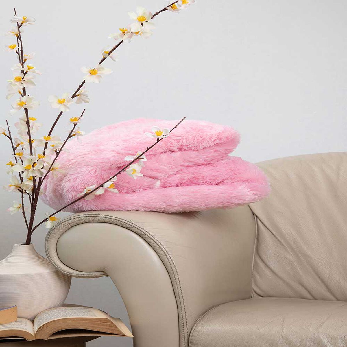 Manta Plush Sherpi Deluxe 127X152 Rosa