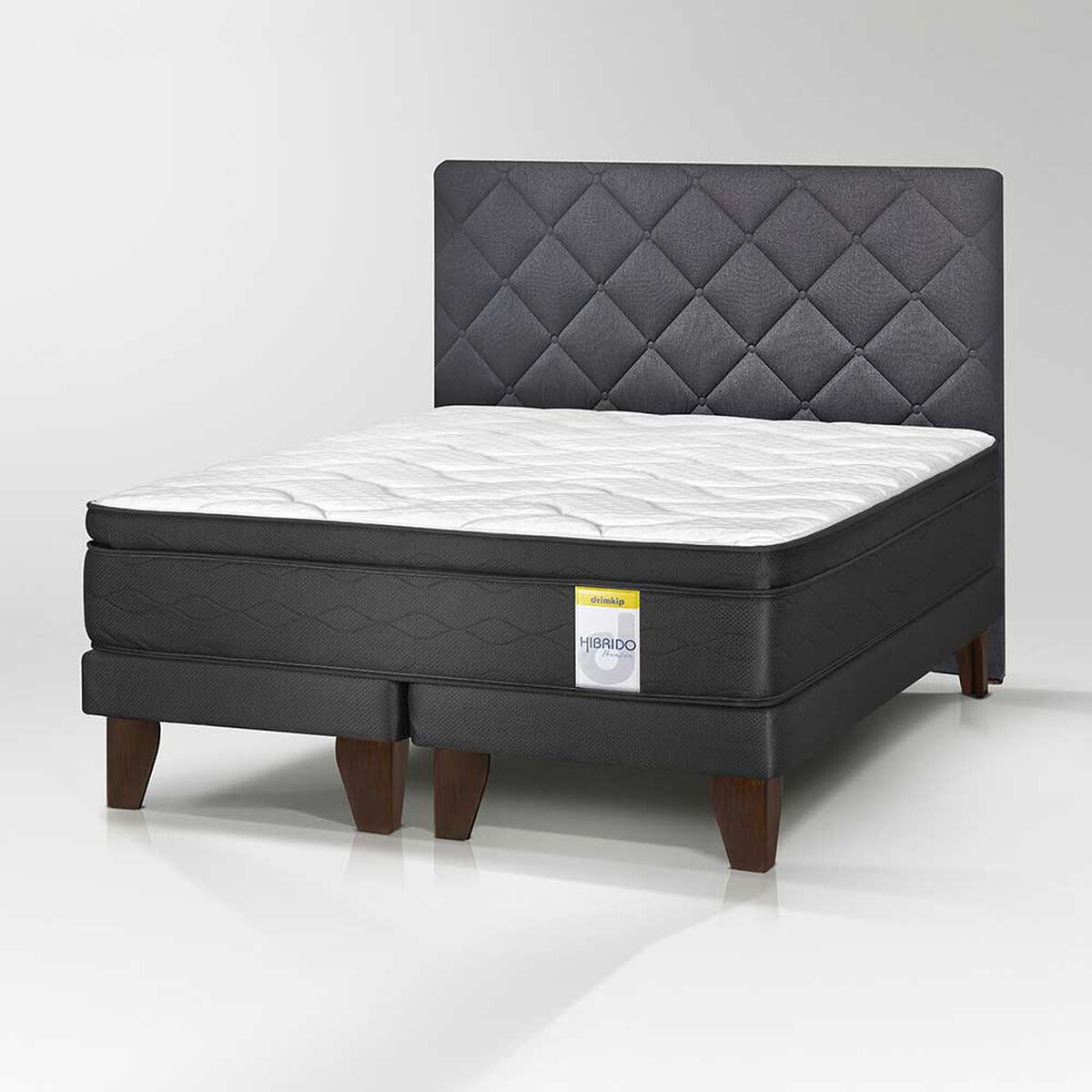 Cama Europea Drimkip 2 Plazas Hibrido Premium Base Dividida + Respaldo
