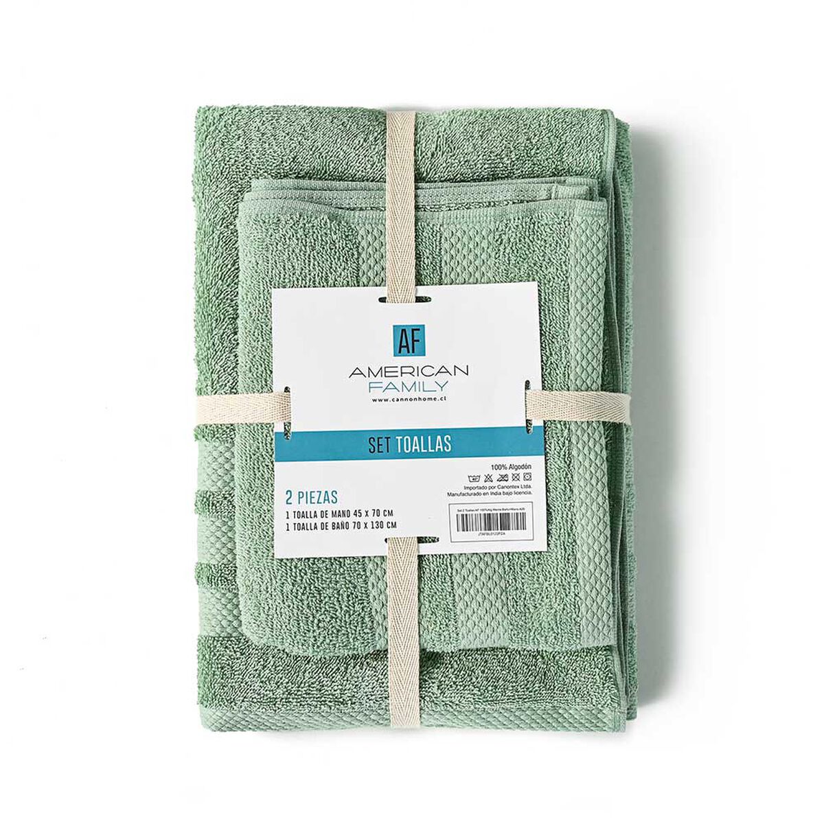Set 2 Toallas American Family Menta