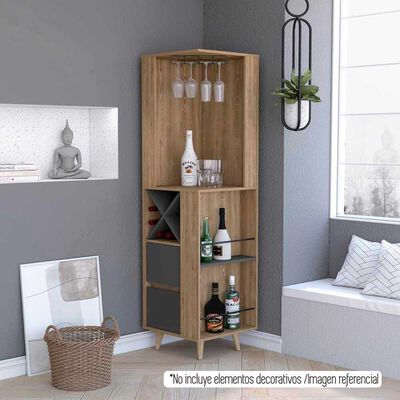 Imagen 1 del producto Bar Esquinero TuHome Salem 2 Cajones Miel Plomo