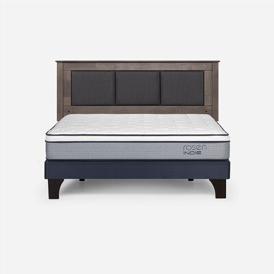 Combo Cama Europea Rosen 2 Plazas Indie BN + Respaldo Rachel