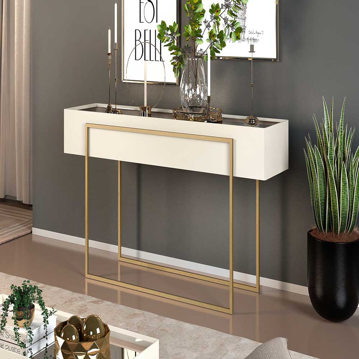 Mesa de Arrimo Vekkahome Karo Blanco