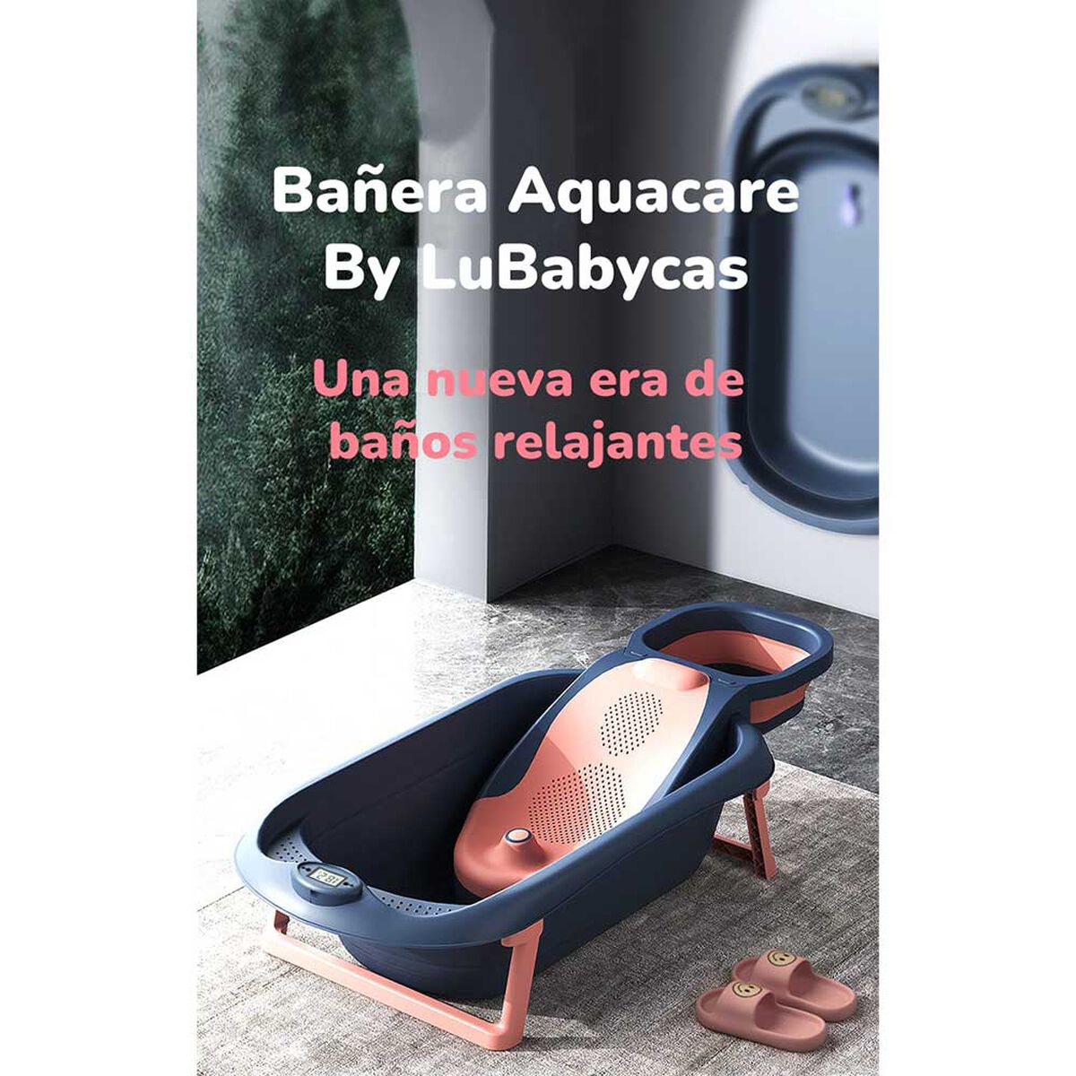 Bañera Premium con Lavapelo y Accesorios Lubabycas Naranja