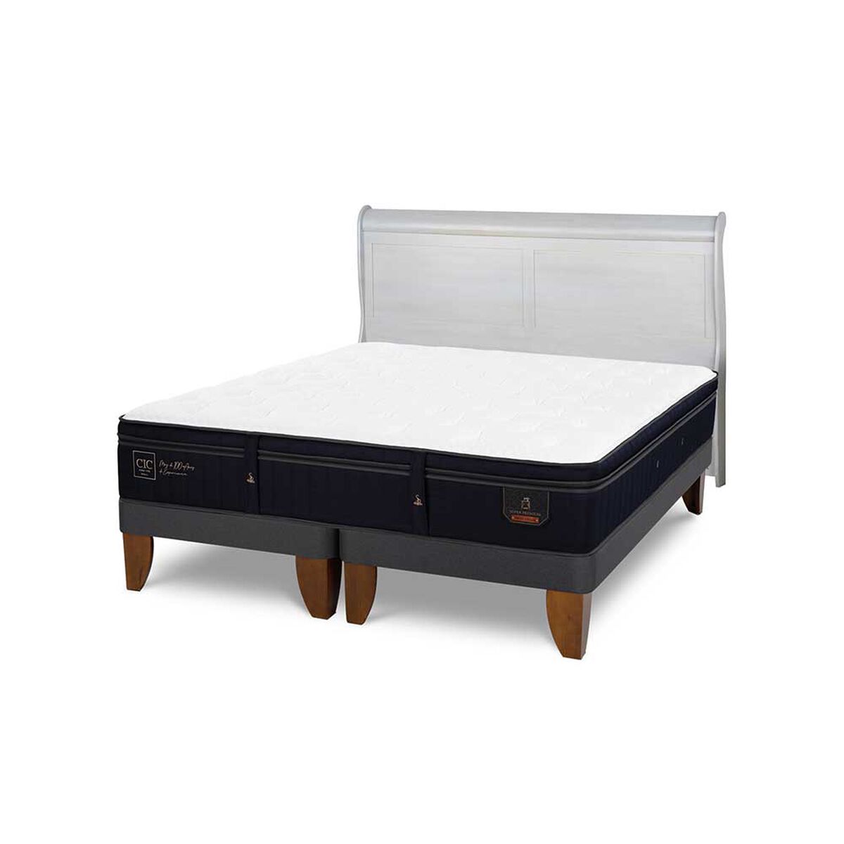 Cama Europea CIC Base Dividida 2 Plazas Súper Premium + Respaldo Miro Alpino