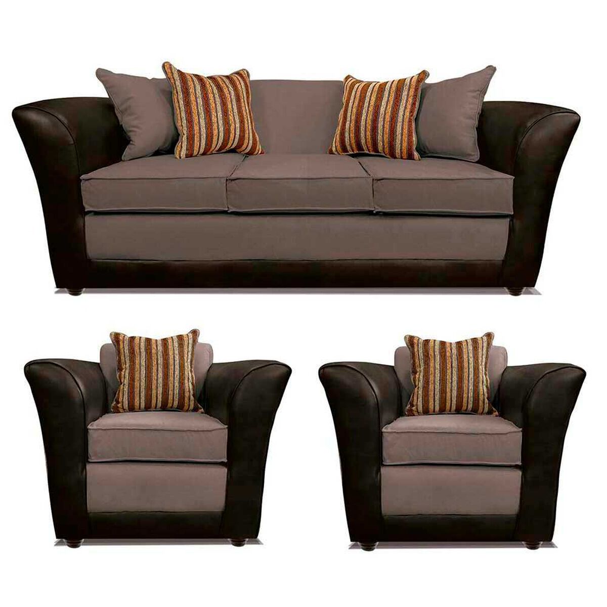 Juego de Living Elegant Detail Minesota Sof&aacute; 3 Cuerpos + Dos Sillones 1 Cuerpo Gris