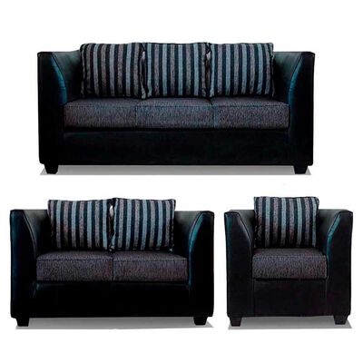 Juego de Living Elegant Detail Valentino Sofá 3 Cuerpos + Sofá 2 cuerpos + Sillón 1 Cuerpo Gris Oscuro