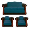 Juego de Living Elegant Detail Marsella Sofá 3 Cuerpos + Dos Sillones 1 Cuerpo Azul