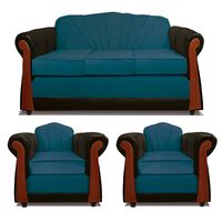 Juego de Living Elegant Detail Marsella Sofá 3 Cuerpos + Dos Sillones 1 Cuerpo Azul