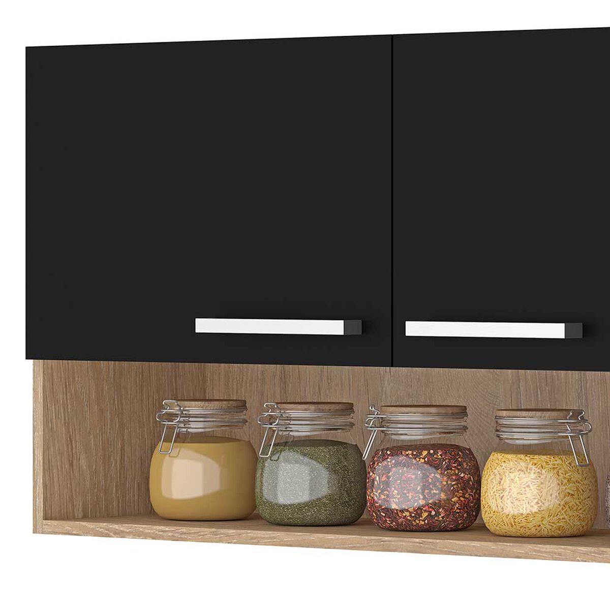 Mueble de Cocina Vekkahome Madri 1 Cajón 7 Puertas Negro Café