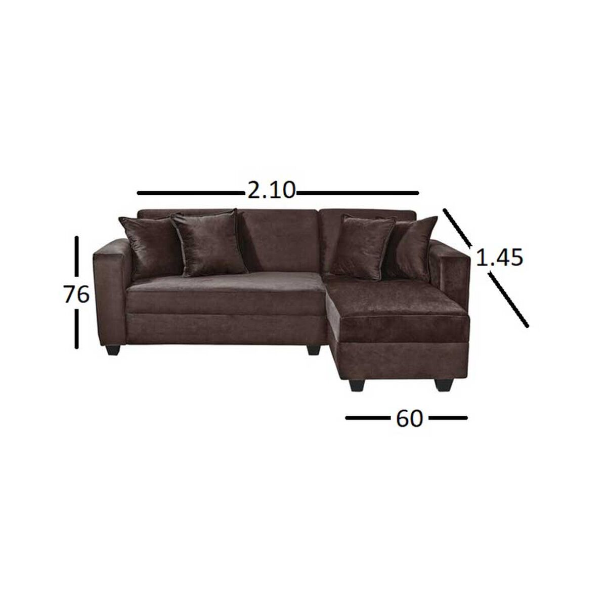 Sofá Seccional Diseño A&M Home Maite 3 Cuerpos Chocolate