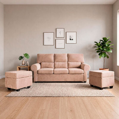Sof&aacute; Muebles MPR Boston 3 Cuerpos + 2 Pouf Beige