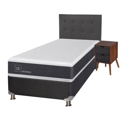 Imagen 2 del producto Box Spring CIC 1,5 Plazas New Ortopedic + Respaldo + Velador Eufrates