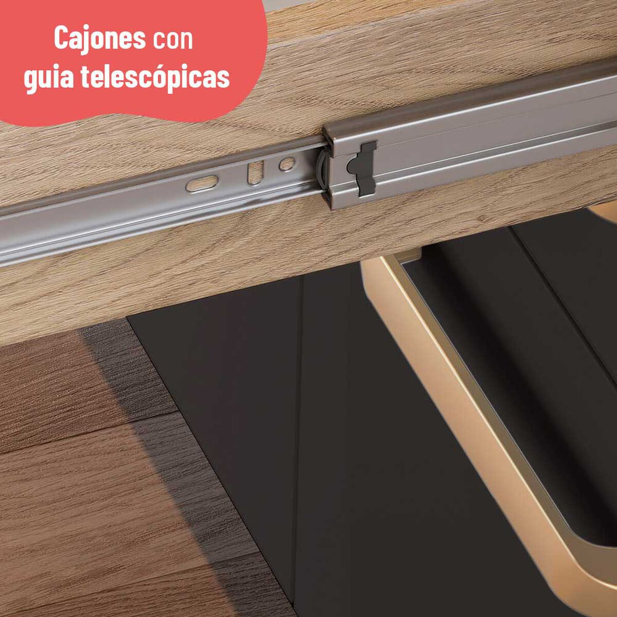 Mueble de Cocina Roca Avela Miel Grafito 1 Cajón 4 Puertas