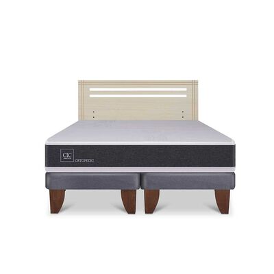 Cama Europea CIC Base Dividida 2 Plazas Ortopedic + Respaldo Dublin Alpino