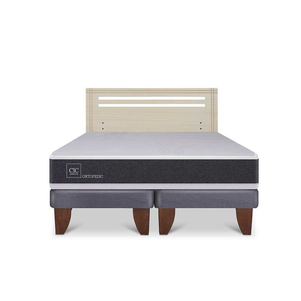 Cama Europea CIC Base Dividida 2 Plazas Ortopedic + Respaldo Dublin Alpino