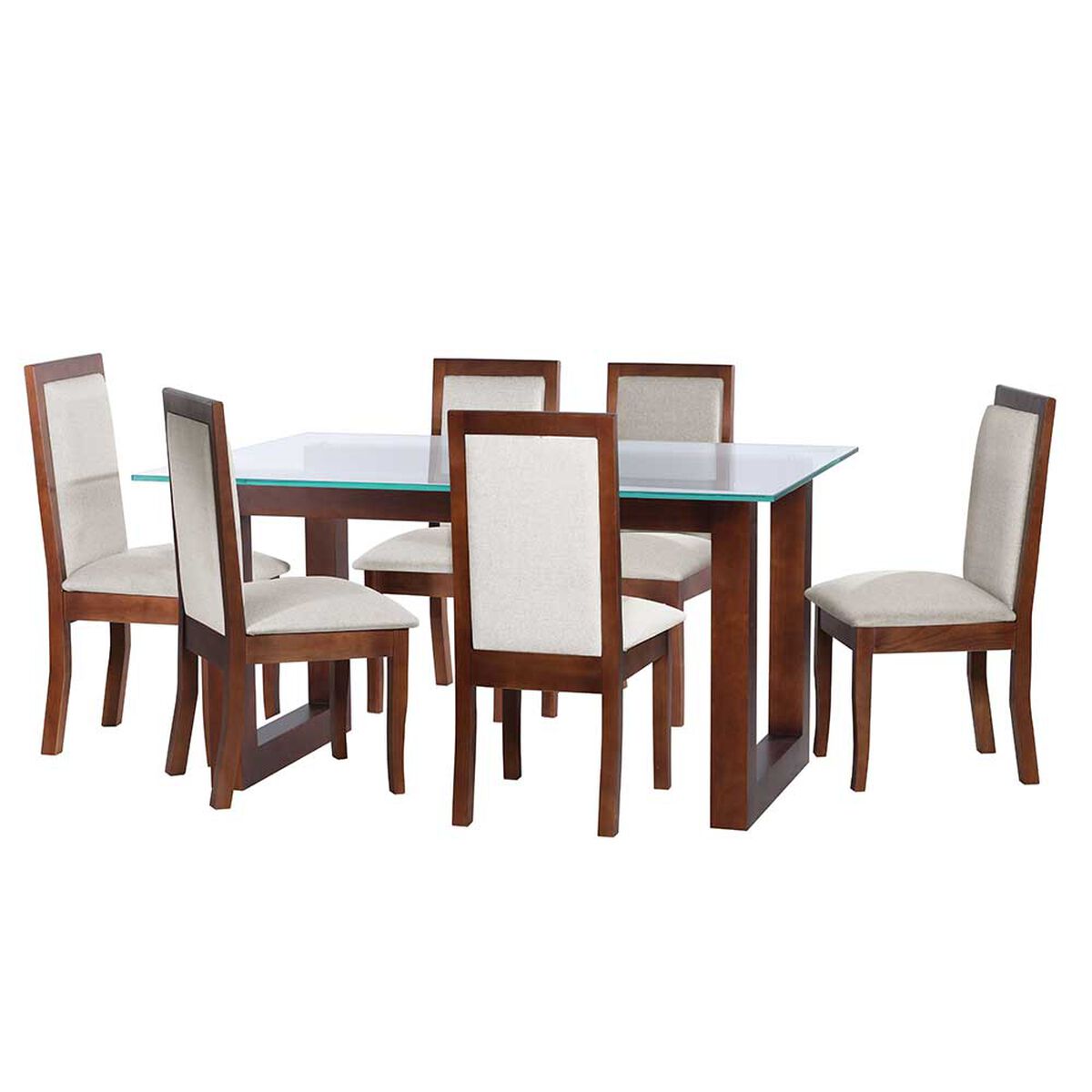 Juego de Comedor Latam Home Pamplona Segovia 6 Sillas Cuero Gris