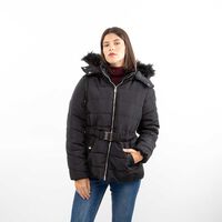 Parka Larga Mujer Zibel Negro, Rosado