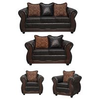 Juego de Living Black Factory Sofia Sofá 3 Cuerpos + Sofá 2 Cuerpos + Dos Sillones 1 Cuerpo Negro