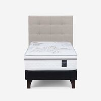 Cama Europea Rosen 1,5 Plazas Art 4 + Respaldo Niebla