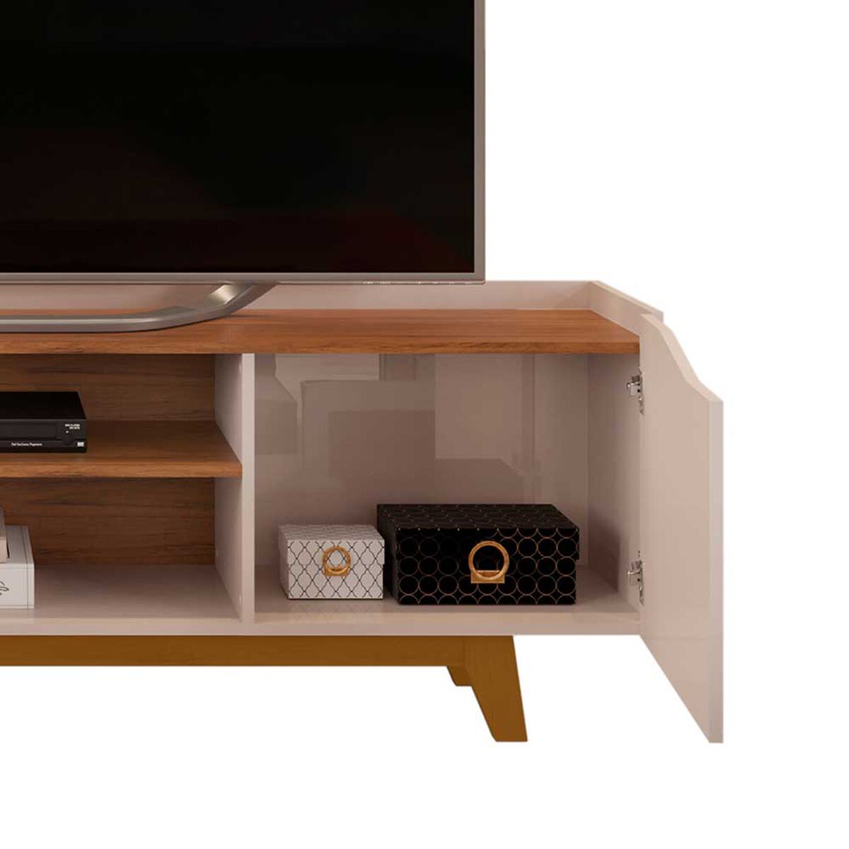 Rack TV Vekkahome Agnes Hasta 70" Beige Caf&eacute;