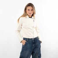 Chaqueta Ecocuero Mujer Icono Blanco, Negro, Rosado