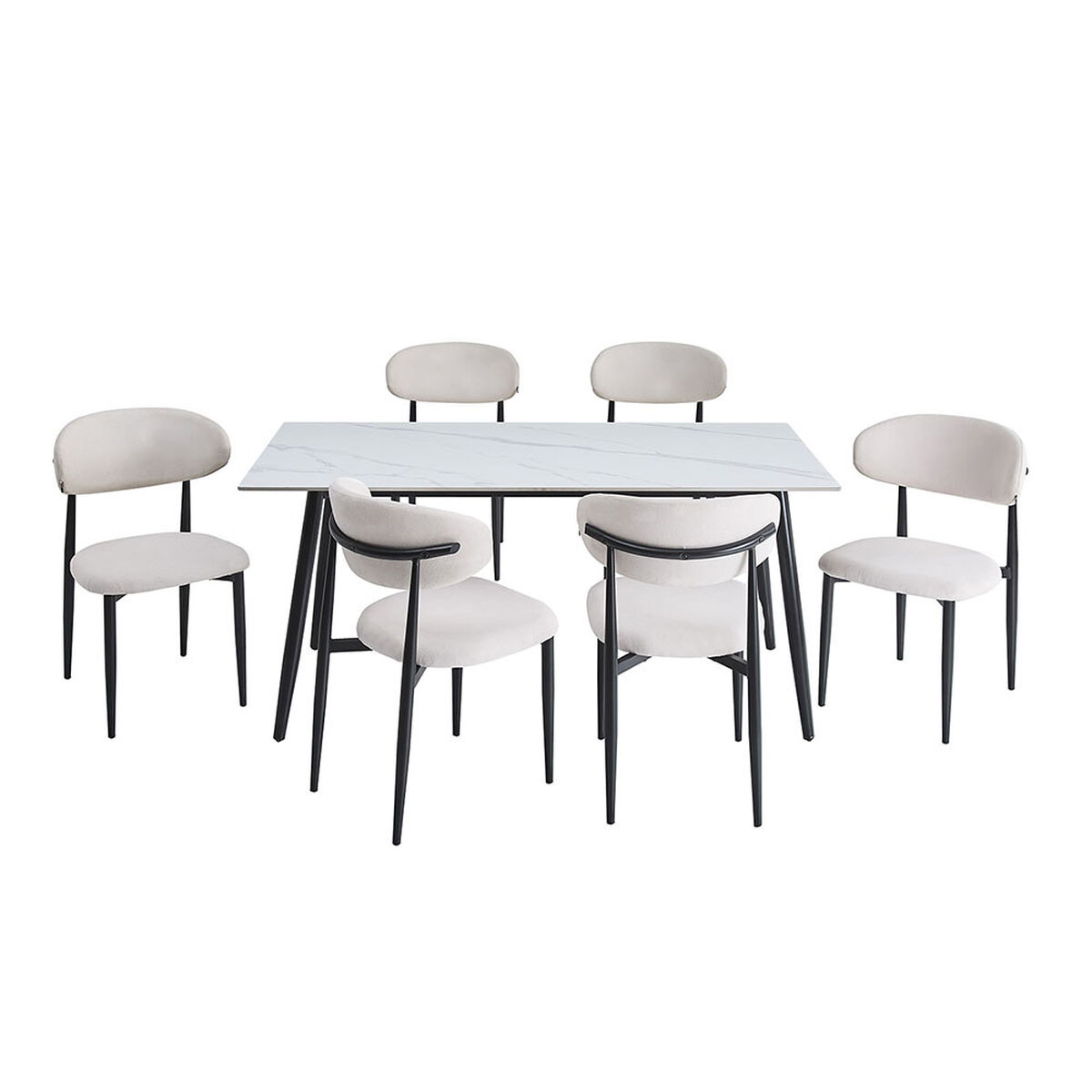 Juego de Comedor Vekkahome Gala Dali 6 Sillas Blanco