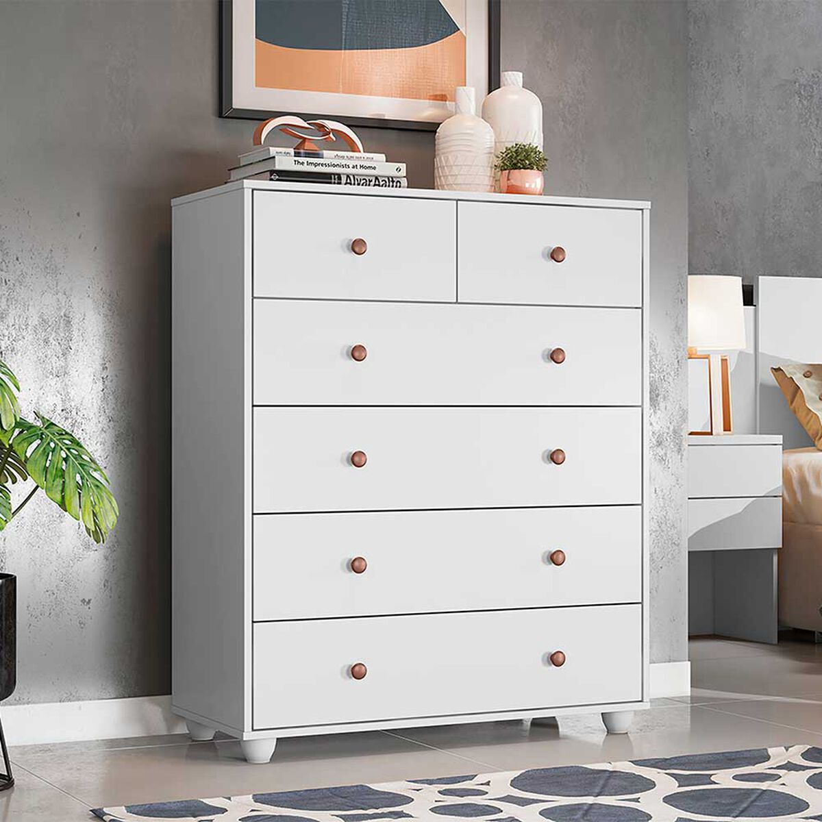 Cómoda Vekkahome Vittoria 6 Cajones Blanco