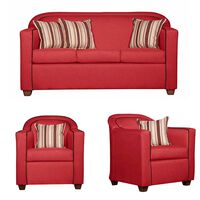Juego de Living Ruzam Mobel Zafiro Sofá 3 Cuerpos + Dos Sillones 1 Cuerpo Lino Rojo