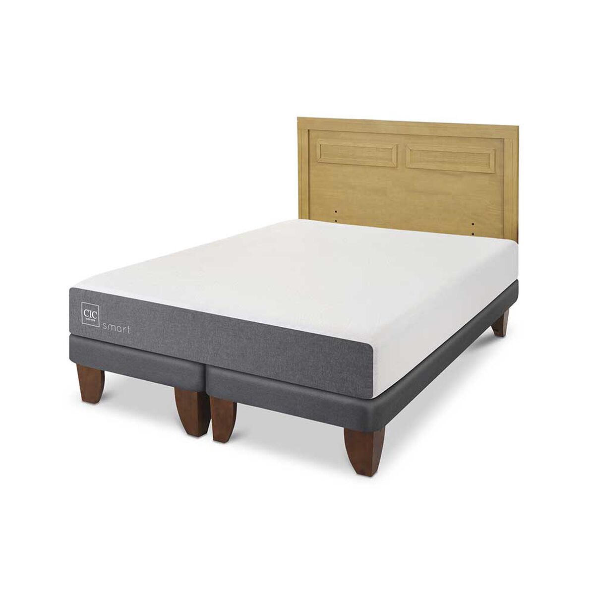 Cama Europea CIC Base Dividida King Balance + Respaldo Milan Mostaza