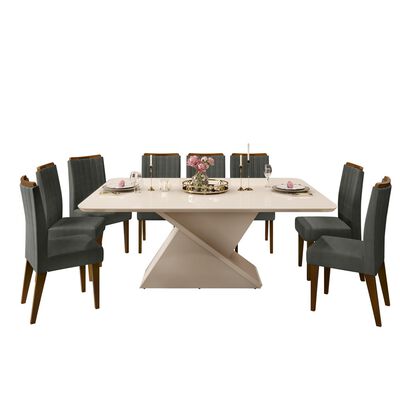 Juego de Comedor Di Poretti Zafira 8 Sillas Gris