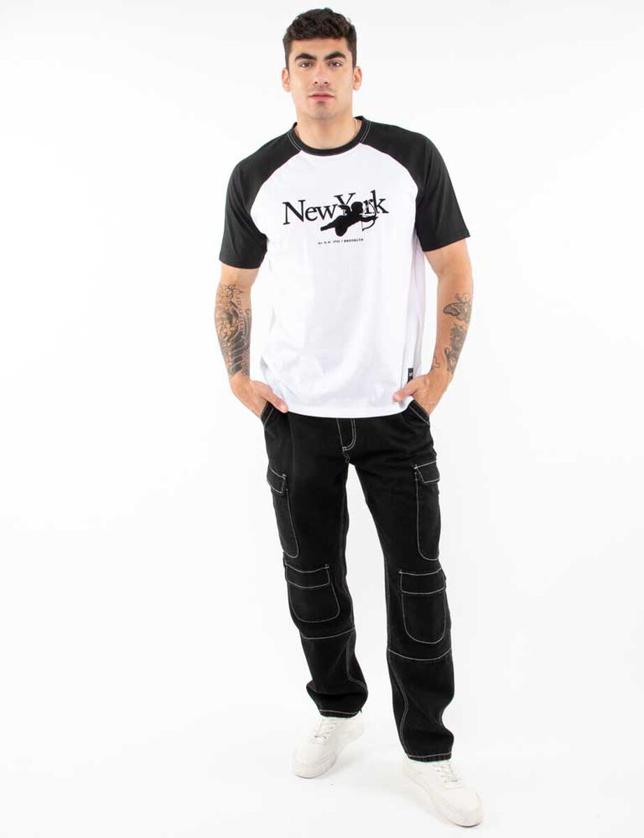 Polera Raglán Con Estampado Manga Corta Hombre Icono