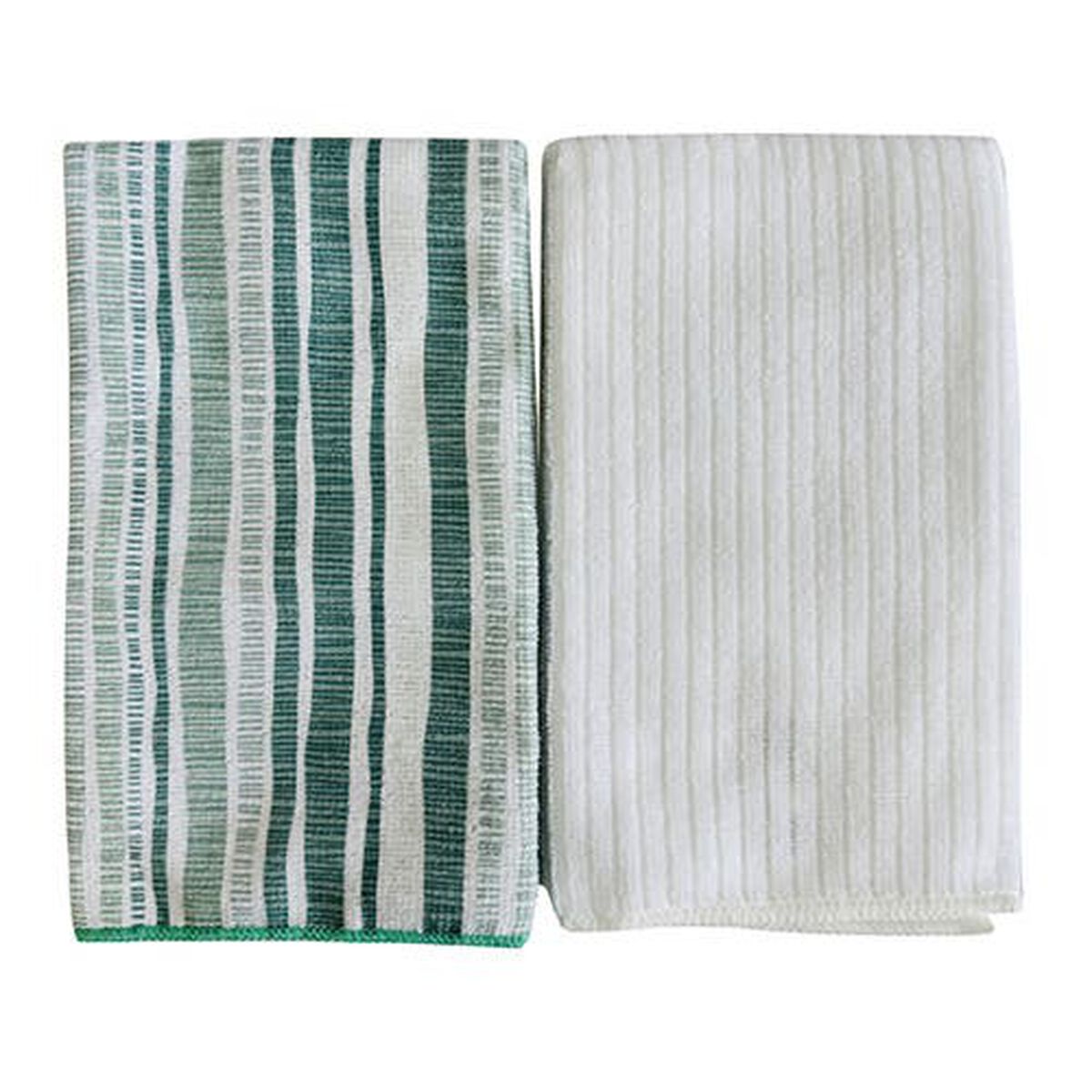 Pack 2 Paños de Cocina Casa Linda Lineas 40 x 60 cm Blanco Verde